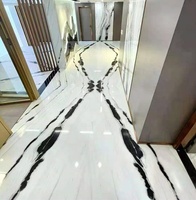 Prix des escaliers en pierre frittée Panda White bon marché, décoration murale et de sol intérieure en marbre Panda White