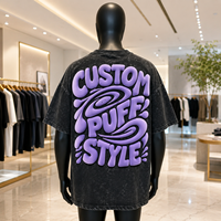 Fabricant de t-shirts personnalisés avec impression 3D en relief, t-shirt uni coupe ample pour homme, oversize, délavé à l'acide, 100% coton, épaules tombantes, vente en gros