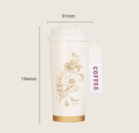 Coffret Cadeau d'Entreprise : Tasse à Café, Tasse à Thé, Cuillère Dorée, Thermos en Acier Inoxydable, Céramique Vintage à Motifs Floraux, Boîte Rouge, Qualité Premium pour Entreprises