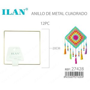 Anello quadrato in metallo ILAN da 20 cm per macramè, decorazioni per la casa - Product Image 2