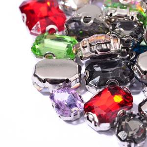 Longue griffe octogonale diamant robe de mariée <span class=keywords><strong>col</strong></span> cousu à la main strass verre <span class=keywords><strong>bijoux</strong></span> à bricoler soi-même Flatback coudre sur la partie supérieure Hot-Fix - Product Image 3