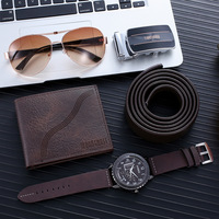 Jam tangan kuarsa sabuk pria Fashion kotak hadiah mewah set hadiah Hari Ayah pabrik harga murah