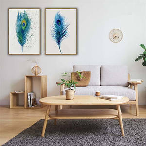 Affiche en toile de plume de <span class=keywords><strong>paon</strong></span> <span class=keywords><strong>bleu</strong></span>, peinture d'aquarelle, décor d'art à la maison, sans cadre - Product Image 2