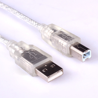 6FT USB2.0 AM À BM CÂBLE Transparent Nickelé