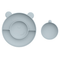 Ensemble de vaisselle pour enfants en silicone de qualité alimentaire sans BPA, avec assiette compartimentée motif ours de dessin animé pour les enfants de 3 ans, vente en gros OEM
