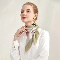 Écharpe de Printemps et d'Automne de 90 cm pour Femmes Grand Carré Imprimé Écharpe en Soie Sergé Double Face Châle pour Femme