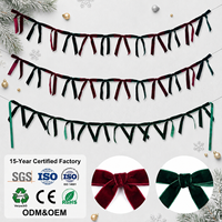 Guirlande de nœuds en ruban de velours solide réglable sur mesure pour décorations de mariage et de Noël, certifiée SGS, fabrication OEM/ODM depuis 15 ans, avec charme
