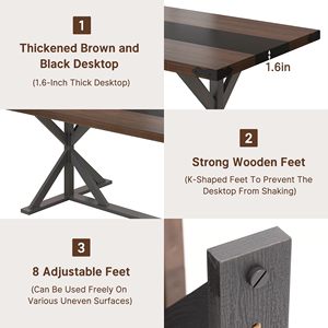 Mesa de Comedor Rectangular Moderna SENYU con Base en X para 6 Personas, Muebles para el Hogar, Diseño Rústico, Estructura Estable - Product Image 6