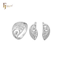 Ensemble de bijoux Renaissance en filigrane FJ Fallon Fashion Jewelry plaqué or rose sur base en laiton