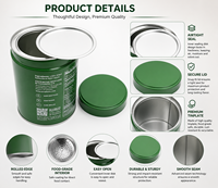 Boîtes en métal étamé recyclables 250g pour le stockage alimentaire, motif gaufré pour thé, café en grains, matcha et poudre protéinée
