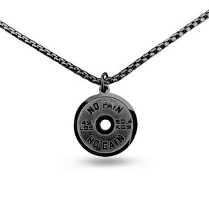 Collier pour homme en acier inoxydable 316 plaqué or 14k 18k, résistant à l'eau et inaltérable, avec pendentif haltère sportif - Product Image 4