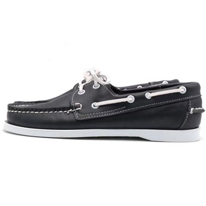 Mocassins de <span class=keywords><strong>bateau</strong></span> nautiques pour hommes en cuir véritable souple, grandes tailles, bleu marine, noir, marron, style pieds nus, plateforme, chaussures plates - Product Image 2
