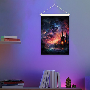 ผ้าแขวนผนังลายป่าเวทมนตร์เรืองแสงในที่มืด แบบสั่งทำได้ พร้อมโลโก้  ลายพิเศษ  สำหรับตกแต่งบ้าน สไตล์ฮิปปี้  ใช้กับแสงแบล็คไลท์ - Product Image 4