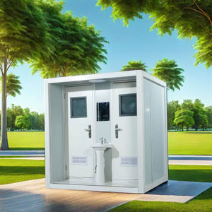 Cabine Sanitaire Mobile Préfabriquée à Panneaux Sandwich avec Double Toilette et Lavabo pour Parcs, Camping et Grands Événements - Product Image 1
