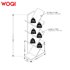 WOQI Tree Wood Bookcase Floor Standing Bookshelf <strong>for</strong> <strong>CDs</strong> Video Games DVDs <strong>Storage</strong> &amp; Display - Product Image 5