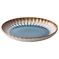 Assiette en céramique rétro écologique de la série OMK Island, avec glaçure au four, style personnalisé, pour plats occidentaux et pâtes, grand plat peu profond, compatible micro-ondes