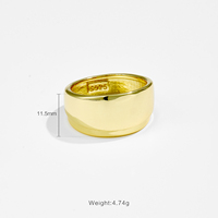 FUAMAY High-End Trendy Zierliche 18 Karat vergoldete Mode Runde Unisex Wide Brass Ring