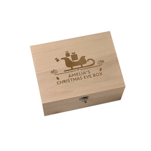 <strong>Personalised</strong> Engraved <strong>Wooden</strong> Christmas eve Gift <strong>Box</strong> with Hinged Lid - Product Image 1