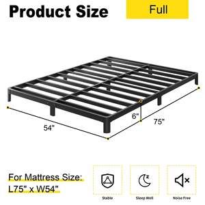 Modern verstelbaar queensize & kingsize ijzeren metalen bedframe met geharde stalen latten, eenvoudige montage, geen boxspring nodig, voor hotels - Product Image 2