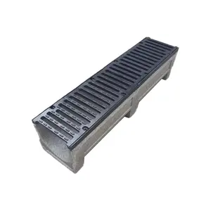 Factory U Shape Drain Trench Roadway Precast Linear Drainage Ditch Polymer concrete drainage ditch drain with cast iron cover