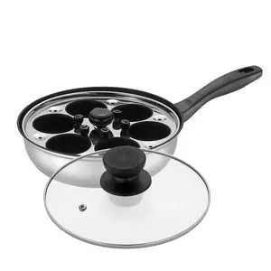 Factory Price 6 Cups Non Stick Stainless Steel Cookware Egg Poacher Frying Pan Set