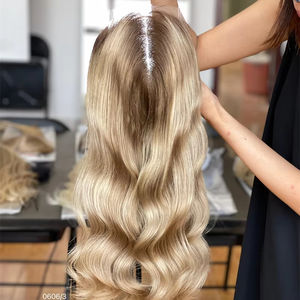 2024 pleine main attachée Remy cheveux Balayage Topper perruque vague de corps Mini perruque Topper avec Balayage couleur pour les femmes - Product Image 1