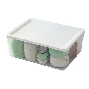 Large Capacity Tea Set Storage Box Transparent Plastic PP Living Room Kitchen Tea Set Dustproof Box