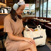 Sacs fourre-tout surdimensionnés avec logo personnalisé, en toile de coton, réutilisables, durables, grands sacs de courses, sacs sportifs pour le yoga et le pilates