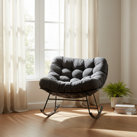 Fauteuil à bascule moderne modulaire inclinable pour adulte, en rotin léger, avec structure métallique portable, pour usage intérieur/extérieur, salle à manger, école