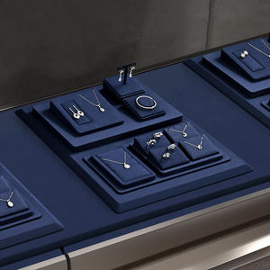 Expositor de Joyería de Microfibra Azul Oscuro Jinsky al por Mayor, Soporte para Colgantes y Anillos, Expositor de Collares Inclinado, Tamaño Personalizable para Joyería - Product Image 2