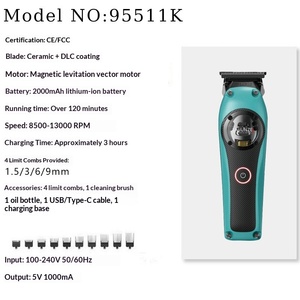 Cortadora y Recortadora de Pelo Eléctrica Profesional para Salón, 7800 RPM, Resistente al Agua, 6 Horas de Autonomía, con Peines Limitadores y Base de Carga - Product Image 6