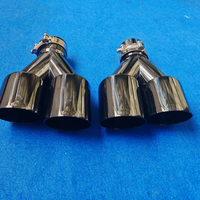 Punta de Escape Estilo AK de 3.5 Pulgadas, Forma de Y, Malla Interior de Acero Inoxidable, Color Negro Titanio, Punta de Silenciador Doble para Tuning de Tubo de Escape de Automóvil