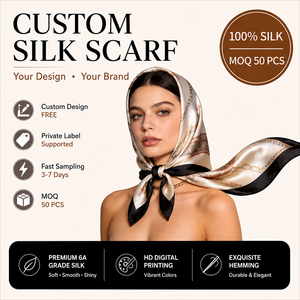 Custom 100% Mulberry <b>Silk</b> Square <b>Scarf</b> 70x70cm OEM ODM Logo Printed Private Label Packaging Bandana <b>Head</b> Neck Hair <b>Scarf</b> Women - Product Image 1
