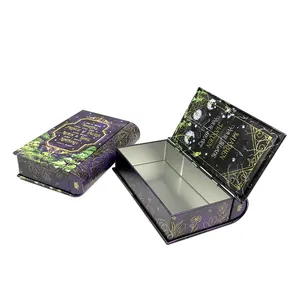 Scatola di latta di metallo di alta qualità per libri di cioccolato regalo a forma di libro di caramelle