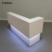 Bureau d'or moderne en corail blanc, surface solide, réception, livraison gratuite
