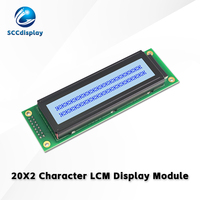 LCD Karakter Rusia JXD2002A-IIC STN Abu-abu Positif Antarmuka IIC/I2C dengan Lampu Latar 20*2 Modul Tampilan LCM Dot Matrix