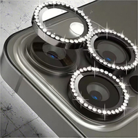 Protection d'objectif d'appareil photo en verre trempé 9H avec strass scintillants, couverture 3D éclatante, épaisseur 0,3 mm, qualité supérieure pour téléphone portable