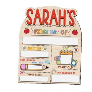 Sharon's First Day Of School <b>Wooden</b> <b>Sign</b> <b>Personalized</b> Back To School Decorations For Kids Classroom Display - Product Image 5