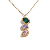 Collier JINYOU 8773, style chic français, en acier inoxydable, pendentif avec charme en cristal multicolore, chaîne épaisse