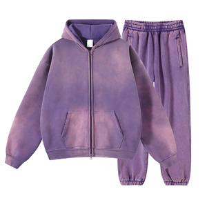 Breathable 100% Cotton Acid Washed Tracksuit <b>Men</b> High Quality Screen Print Tracksuit for <b>Men</b> - Product Image 5