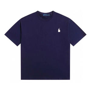 T-shirt casual da uomo in puro cotone con logo cavallo, girocollo, manica corta, vestibilità aderente, ricamata, estiva, per dropshipping transfrontaliero - Product Image 2