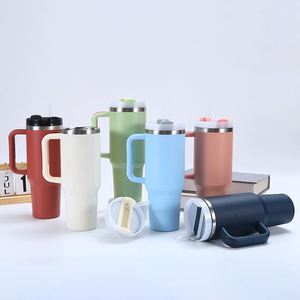 Gobelet de voyage H2.0 avec poignée, 30 oz, double paroi, couvercle, paille, antidérapant, OEM ODM, marque personnalisée - Product Image 2