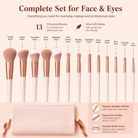 Ensemble de 13 pinceaux de maquillage professionnels avec sac, kit d'outils de beauté, fond de teint, fard à paupières, blush