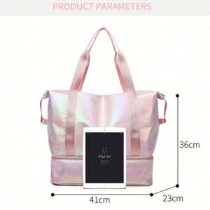Sac de sport et de fitness à séparation sec/humide, coloré et scintillant, pour femme, sac de voyage et de rangement prénatal avec compartiment à chaussures - Product Image 2