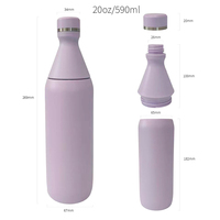 Thermos en acier inoxydable, forme cola, 20 oz (600 ml), à double paroi isolée sous vide, goulot étroit et large, anti-fuite, pour le yoga