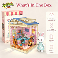 Sunseed 140PCS Set Rumah Boneka DIY Perakitan Modular Kombinasi Plastik ABS Mainan Peran Kelinci untuk Anak Perempuan