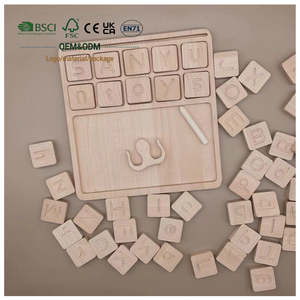 ของเล่นเด็กแบบมอนเตสซอรี่ JET OEM ตัวอักษรภาษาอังกฤษ ทำจากไม้บีช ตัวอักษรพิมพ์ใหญ่และพิมพ์เล็ก สำหรับฝึกการเขียน การสะกดคำ และการติดตามเส้นตัวอักษร ของเล่นเสริมพัฒนาการ - Product Image 1