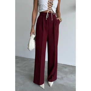 Pantalon Palazzo - Pantalon large en mousseline respirante pour femme, taille XL, style décontracté et professionnel, taille élastique, design 'Edge' coloré - Product Image 1