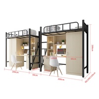 Table de lit intégrée haute basse en fer forgé Mobilier de maison économique pour les étudiants du collège Dortoir Appartement Lit Armoire inférieure