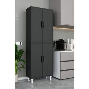 Armoire de rangement multifonctionnelle moderne anthracite à 4 portes pour cuisine et salle de bain - Product Image 2